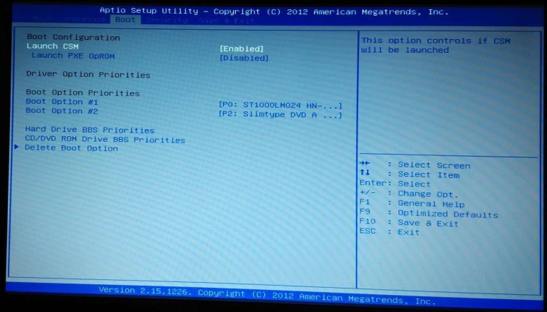 boot setting on bios